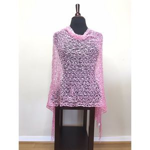 Poncho Wrap Shawl  Knit Lace Pink 1 Size NEW